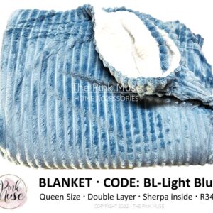 The Pink Muse Sherpa Blanket - Light Blue