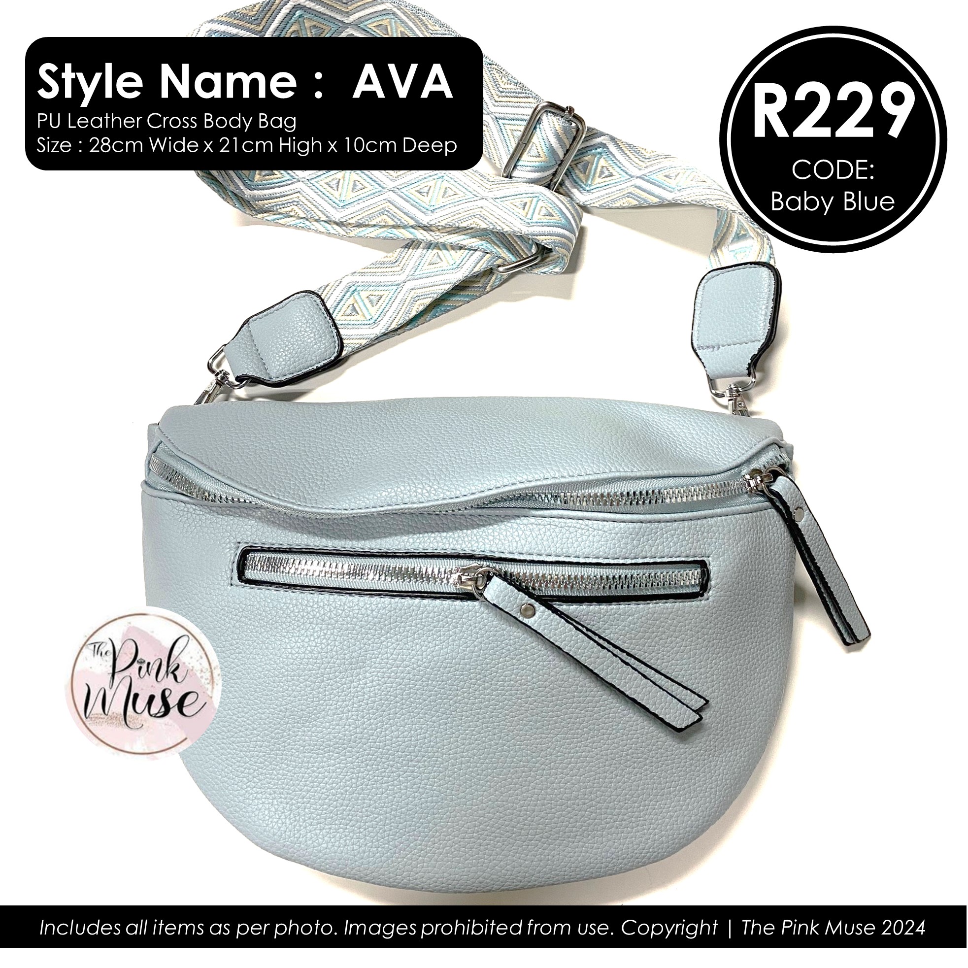 The Pink Muse Ava Bag Baby Blue