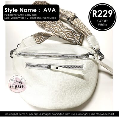 The Pink Muse Ava Bag White
